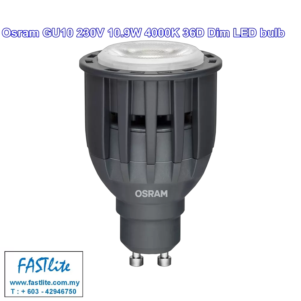 Osram GU10 10W 4000K 36D Dimable LED PAR16 bulb x 4 pcs