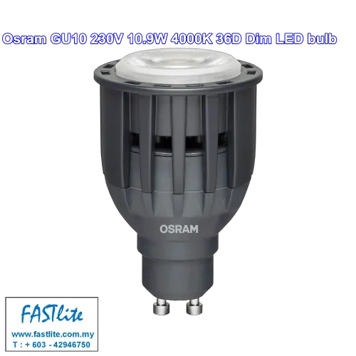 Osram GU10 10W 4000K 36D Dimable LED PAR16 bulb x 4 pcs