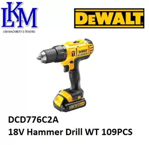 Dewalt 18V Hammer Drill WT 109PCS DCD776C2A