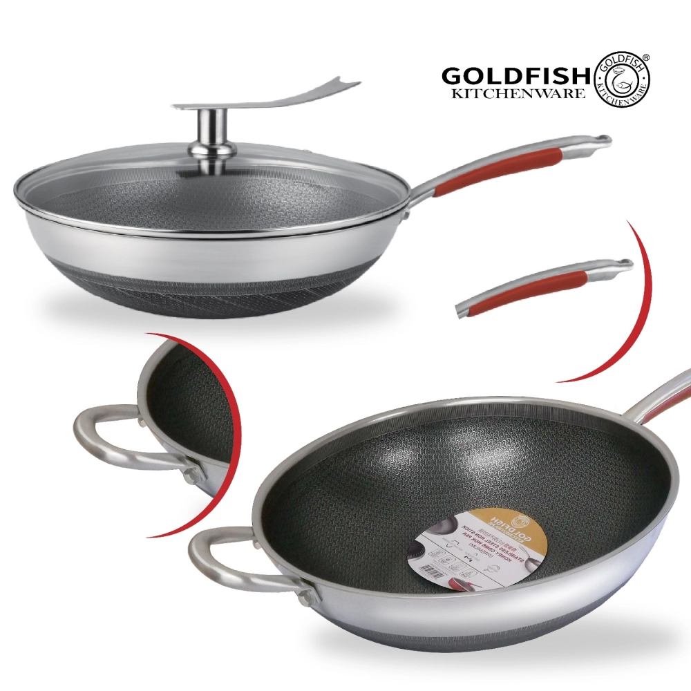 Stainless Steel Non-Stick Honey Combo Wok Pan (Premium) (SP32WH & SP34WH)