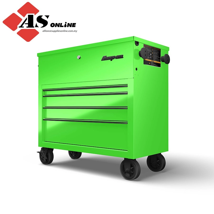 SNAP-ON 40" Four-Drawer Power Cart (Extreme Green with Black Trim and Blackout Details) / Model: KHP415BKG