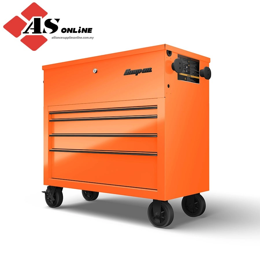 SNAP-ON 40" Four-Drawer Power Cart (Electric Orange with Black Trim and Blackout Details) / Model: KHP415BKH