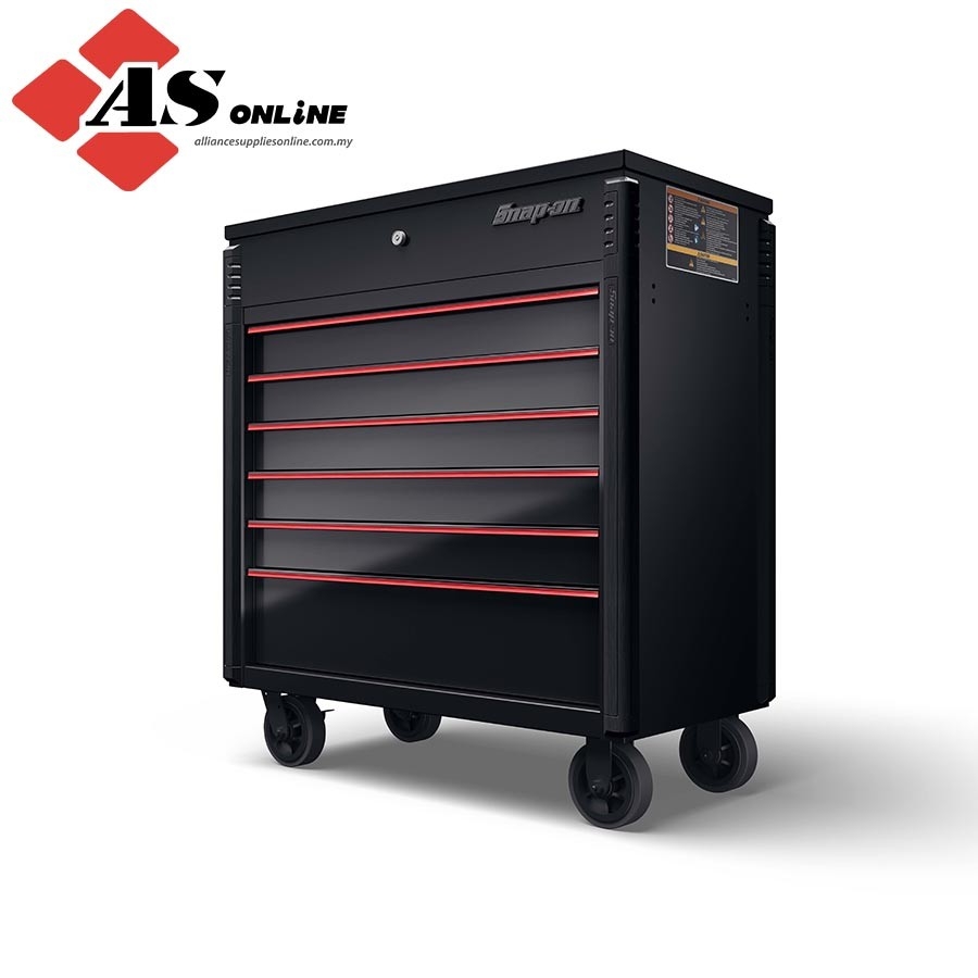 SNAPON 40" SixDrawer Roll Cart (Gloss Black with Red Trim and