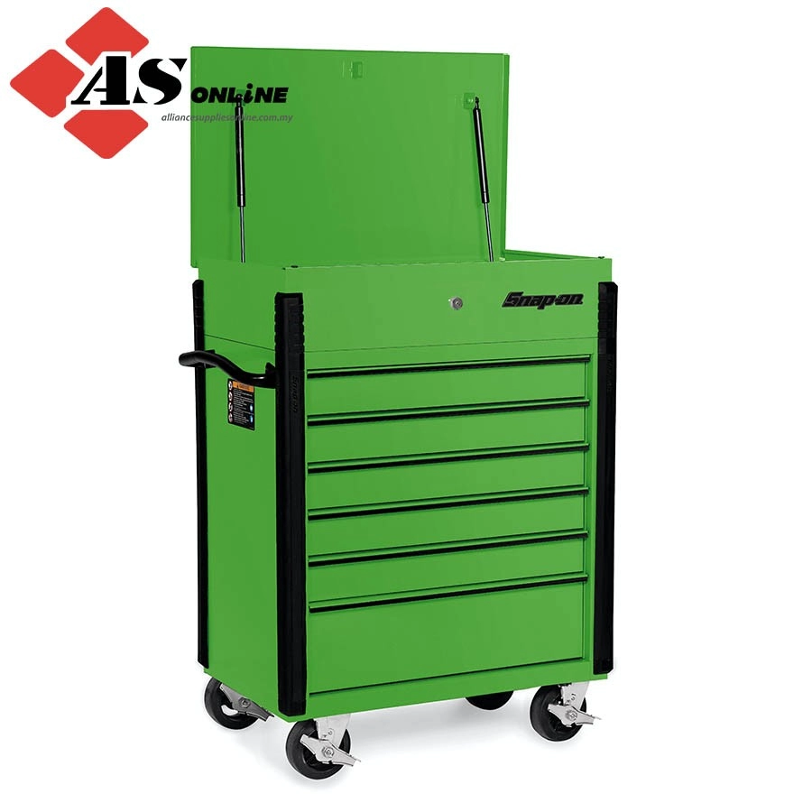 SNAP-ON 32" Six-Drawer Compact Roll Cart (Extreme Green with Black Trim and Blackout Details) / Model: KRSC326FBKG