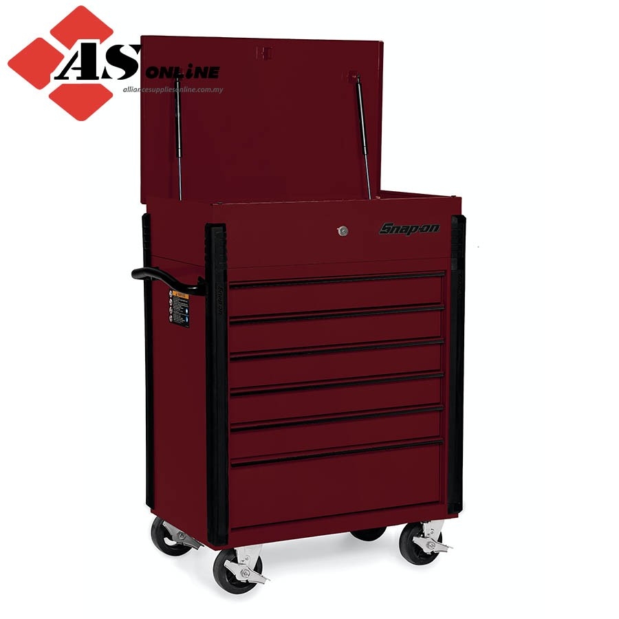 SNAPON 32" SixDrawer Compact Roll Cart (Cranberry with Black Trim and