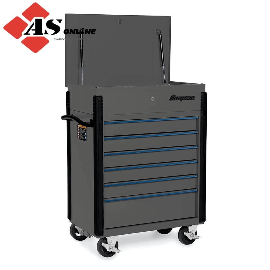 SNAP-ON 32" Six-Drawer Compact Roll Cart (Storm Gray with Sky Blue Trim and Blackout Details) / Model: KRSC326FPYC