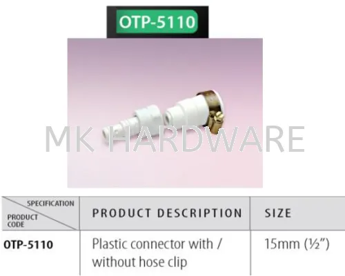 TECHPLAS PLASTIC CONNECTOR WITH / WITHOUT HOSE CLIP