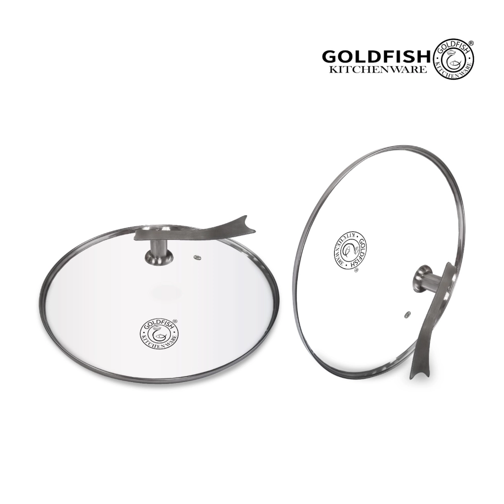 Stainless Steel Transparent Tempered Glass Lid With Stainless Steel Standable Handle