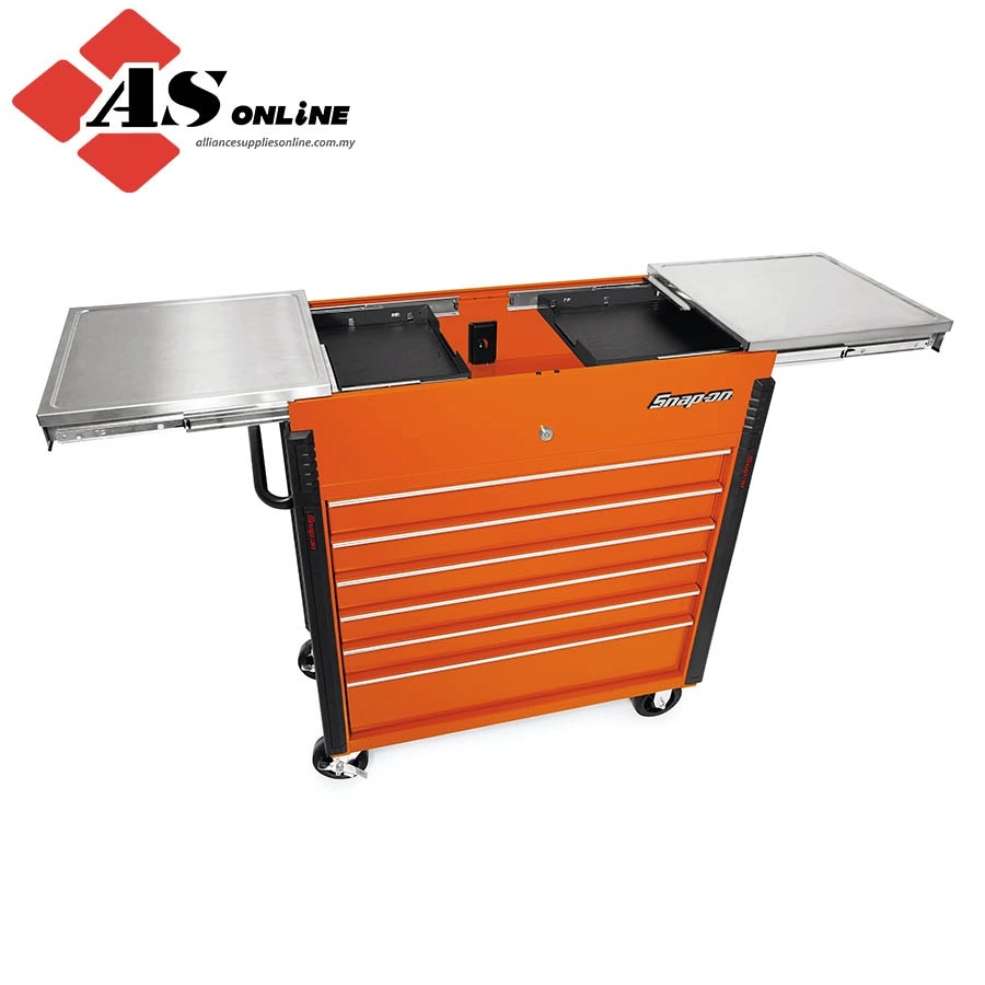 SNAP-ON 40" Sliding Lid Eight-Drawer Stainless Lid Shop Cart (Electric Orange) / Model: KRSC430APJK1