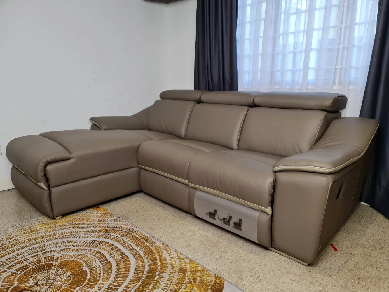 Moonlight L shape Modern Sofa Thick Leather 