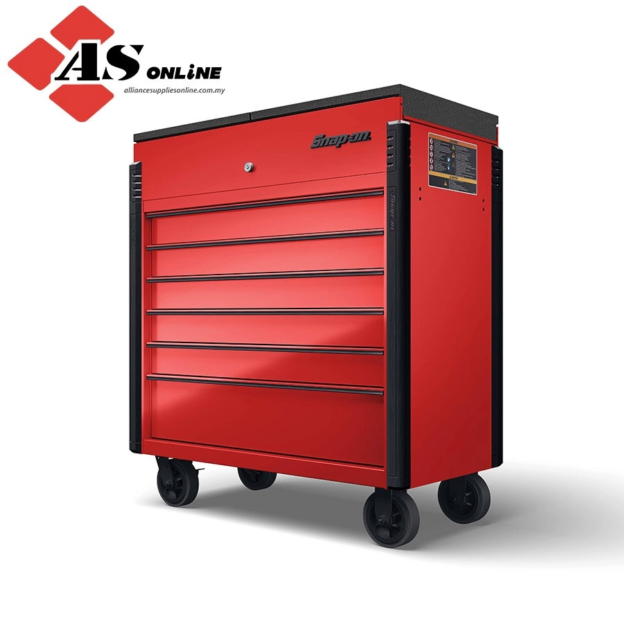 SNAP-ON 40" Sliding Lid Eight-Drawer Bed Liner Shop Cart (Candy Apple Red with Black Trim and Blackout Details) / Model: 
