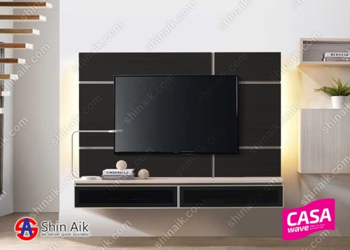 TESORO129-27+81 (6'ft) Ash & Wenge Two-tone Modern Feature Wall-Mounted TV Cabinet