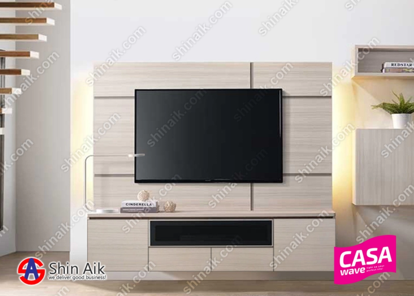 TESORO128-27+82 (6'ft) Ash Modern Feature Wall-Mounted TV Cabinet