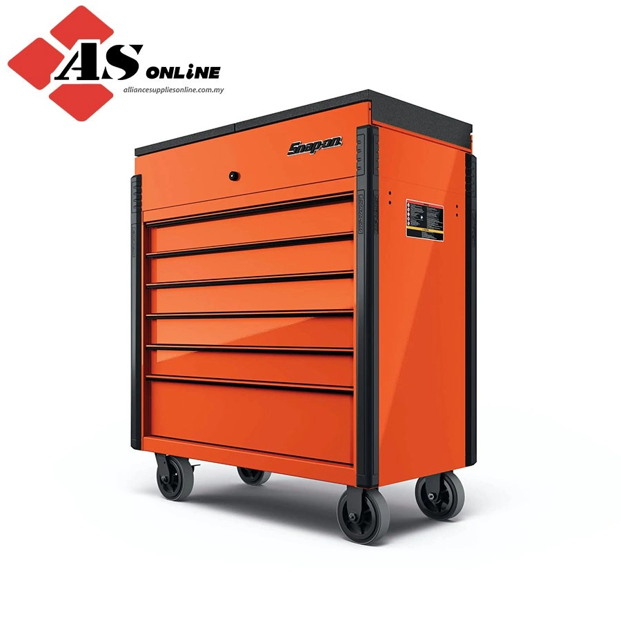 SNAP-ON 40" Sliding Lid Eight-Drawer Bed Liner Shop Cart (Electric Orange with Black Trim and Blackout Details) / Model: KRSC430ABKH7