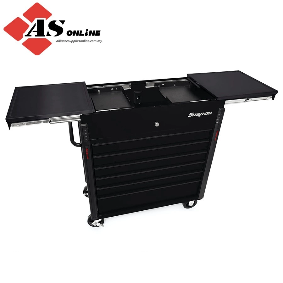 SNAP-ON 40" Sliding Lid Eight-Drawer Bed Liner Shop Cart (Gloss Black w/ Black Trim) / Model: KRSC430APFI7