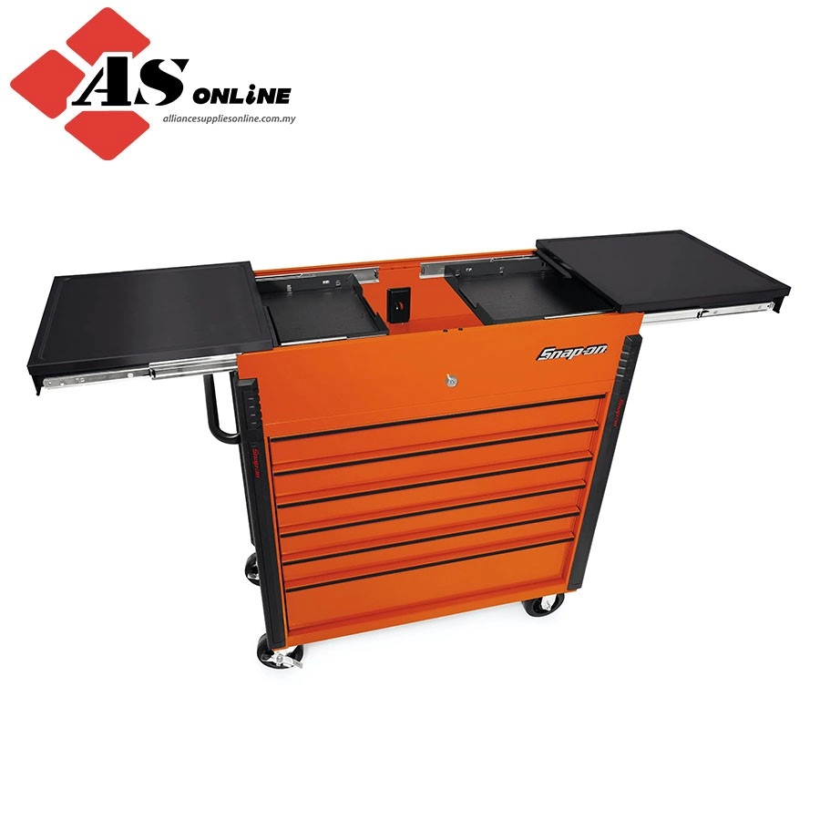 SNAP-ON 40" Sliding Lid Eight-Drawer Bed Liner Shop Cart (Electric Orange with Black Trim) / Model: KRSC430APKH