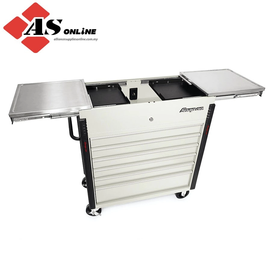 SNAP-ON 40" Sliding Lid Eight-Drawer Stainless Steel Lid Shop Cart (White w/ Stainless Steel Lid) / Model: KRSC430APU1