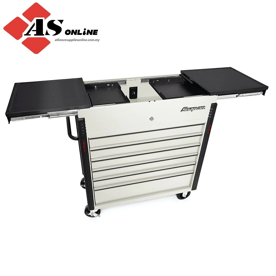 SNAP-ON 40" Sliding Lid Eight-Drawer Stainless Lid Shop Cart (White w/ Black Trim) / Model:  KRSC430APDC7