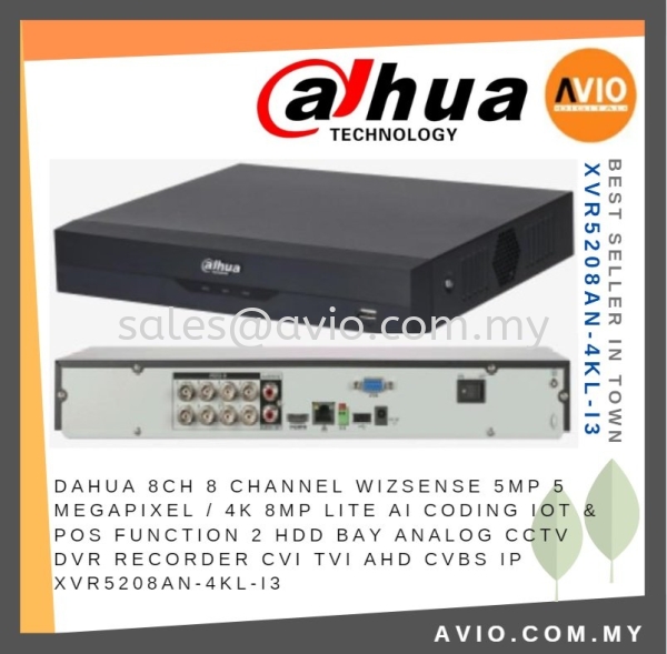 Dahua 8CH 8 Channel Wizsense 5MP 5 Megapixel 4K 8MP AI Cod IOT POS 2 Hdd Bay Analog CCTV DVR Recorder XVR5208AN-4KL-I3 DVR ANALOG RECORDER DAHUA Johor Bahru (JB), Kempas, Johor Jaya Supplier, Suppliers, Supply, Supplies | Avio Digital