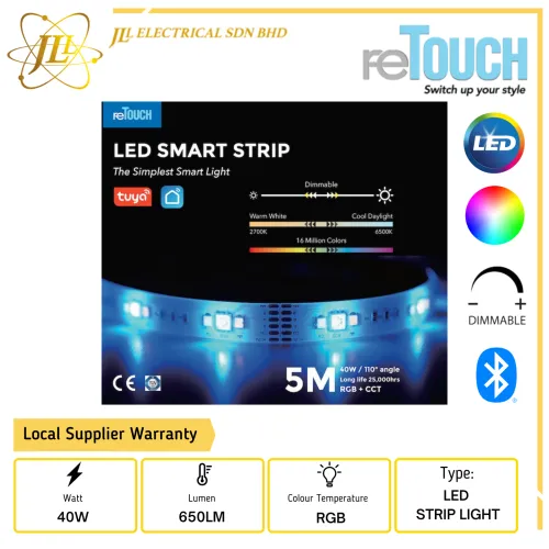 RETOUCH 40W 650LM 5M 24V DIMMABLE RGB LED STRIP LIGHT TY5M24VLSRC