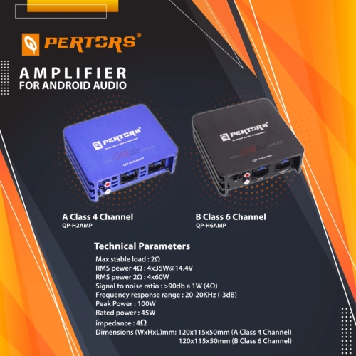 Pertors AMPLIFIER FOR ANDROID AUDIO A Class 4 Channel - QP-H2AMP B Class 6 Channel - QP-H6AMP