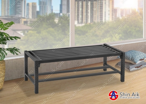 BC616001(KD) Black Industrial Style 2 Seater Metal Bench