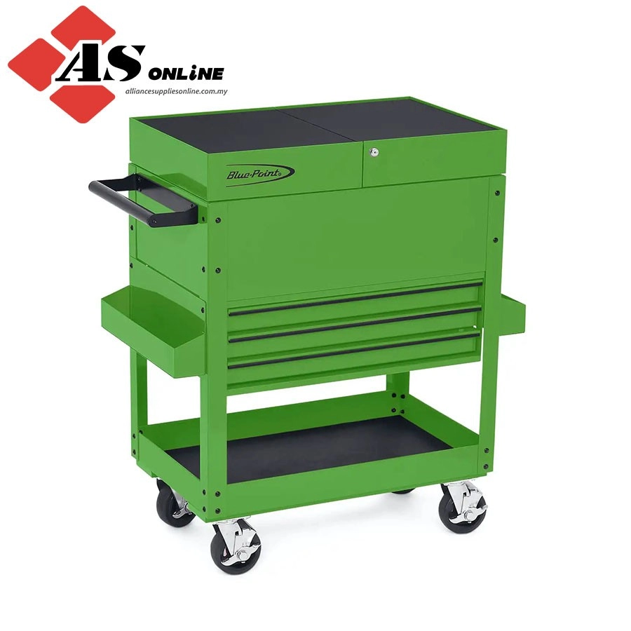 SNAP-ON 32" Sliding Lid, 12" Deep Top Compartment, Three-Drawer Roll Cart (Blue-Point) (Extreme Green with Black Trim and Blackout Details) / Model: KRBCKS30BKG