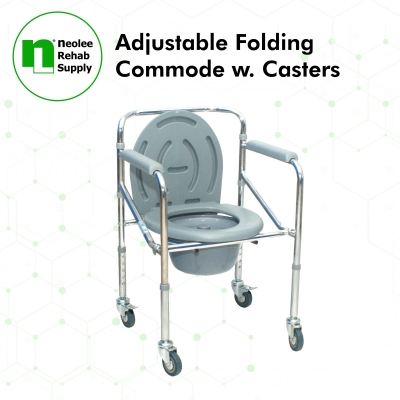 NL696 Adjustable Folding Commode w.Casters (Chrome Steel)