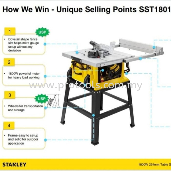 SST1801-B1 STANLEY 1800W 254MM TABLE SAW WITH FRAME (REPLACEMENT STST1825-B1) TABLE SAW HARDWARE HANDTOOLS Johor Bahru (JB), Malaysia, Senai Supplier, Suppliers, Supply, Supplies | Protools Hardware Sdn Bhd