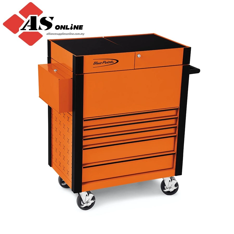 SNAP-ON 32" Five-Drawer Sliding Lid Shop Cart (Blue-Point) (Electric Orange with Black Trim and Blackout Details) / Model: KRBC200ABKH