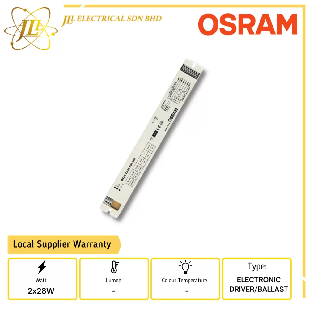 OSRAM QTz5 2X28W T5 ELECTRONIC BALLAST OSRAM Kuala Lumpur (KL), Selangor,  Malaysia Supplier, Supply, Supplies, Distributor | JLL Electrical Sdn Bhd
