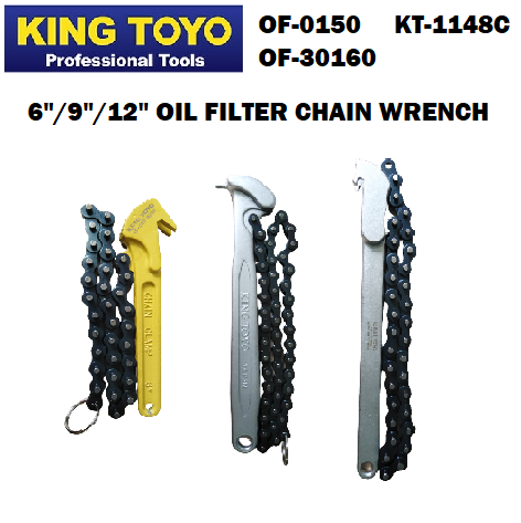 6"/ 9"/ 12" KING TOYO Oil Filter Chain Wrench OF-0150/ OF-30160/ KT-1148C