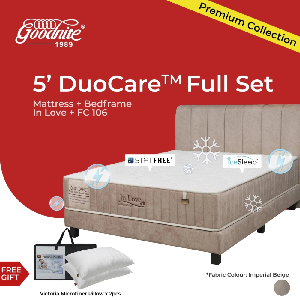  Goodnite In Love Series 3 DuoCare Statfree Anti Static + IceSleep Cooling  In Love 3 Zone Pocket Spring Mattress (11 Inch) + Eco Foam Latex 3 Zone Pocket Spring Mattress