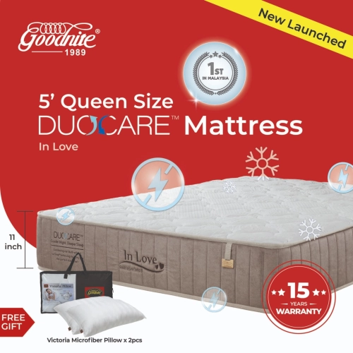  Goodnite Love Series 3 DuoCare Statfree Anti Static + IceSleep Cooling In Love 3 Zone Pocket Spring Mattress (11 Inch) + Eco Foam Latex 3 Zone Pocket Spring Mattress
