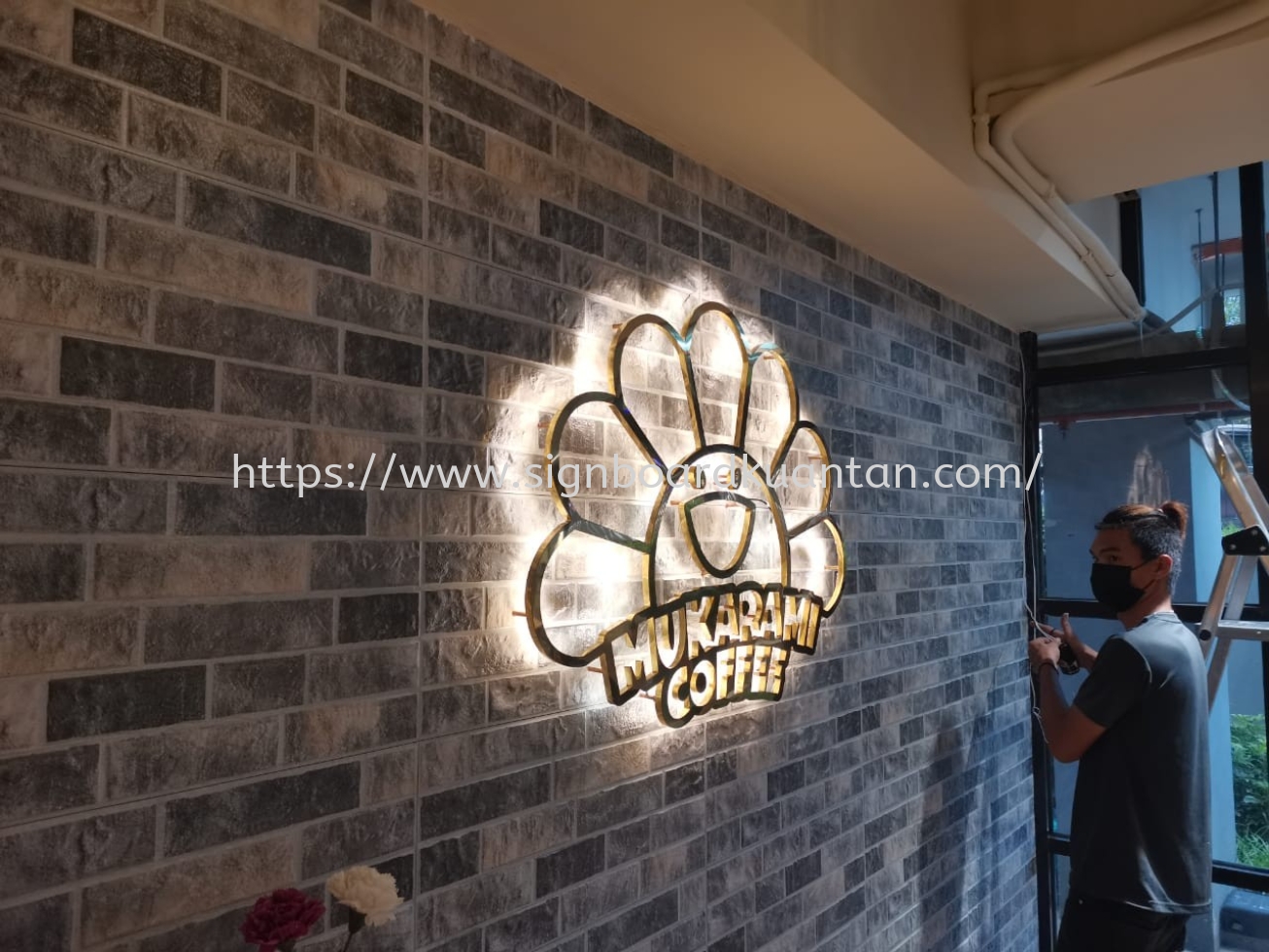 MUKARAMI COFFEE INDOOR 3D STAINLESSS STEEL GOLD SIGNAGE