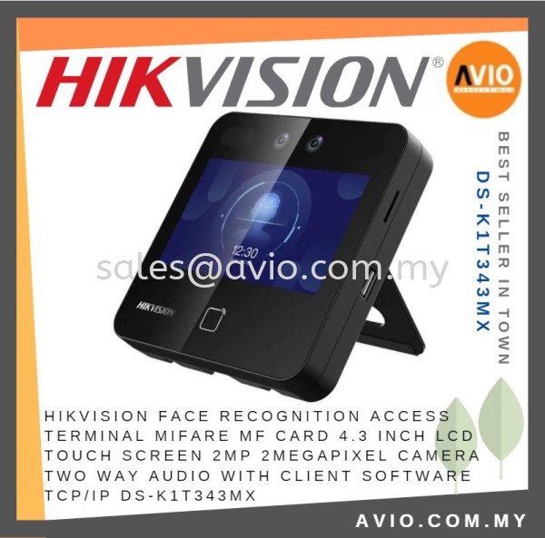 Hikvision Face Recognition Door Access Mifare MF Card Touch Screen 2MP Camera 2 Way Audio Time Attendance DS-K1T343MX DOOR ACCESS CONTROL HIKVISION Johor Bahru (JB), Kempas, Johor Jaya Supplier, Suppliers, Supply, Supplies | Avio Digital
