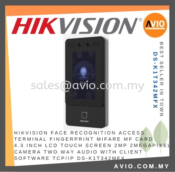 Hikvision Fingerprint Face Recognition Door Access Mifare MF Card 4.3 Touch Screen 2MP Camera 2 Way Audio DS-K1T342MFX DOOR ACCESS CONTROL HIKVISION Johor Bahru (JB), Kempas, Johor Jaya Supplier, Suppliers, Supply, Supplies | Avio Digital