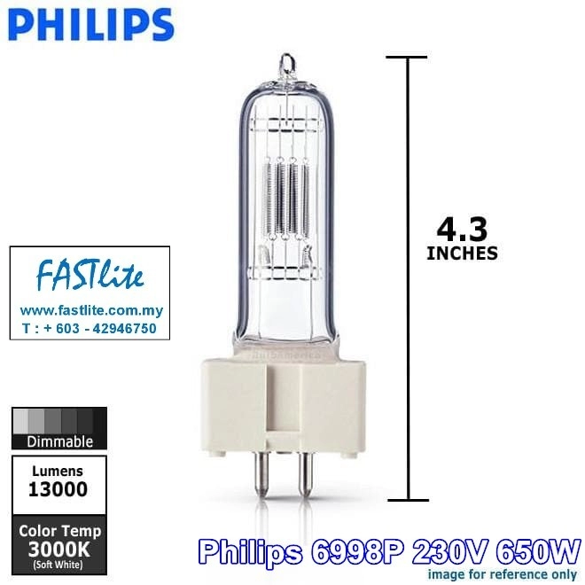 Philips 6998P 240v 650w T/21 Studio lamp