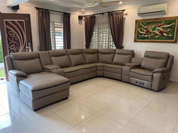 Penang Gelugor Corner Sofa Supplier Design Thick Real Leather CustomizE based on your house size