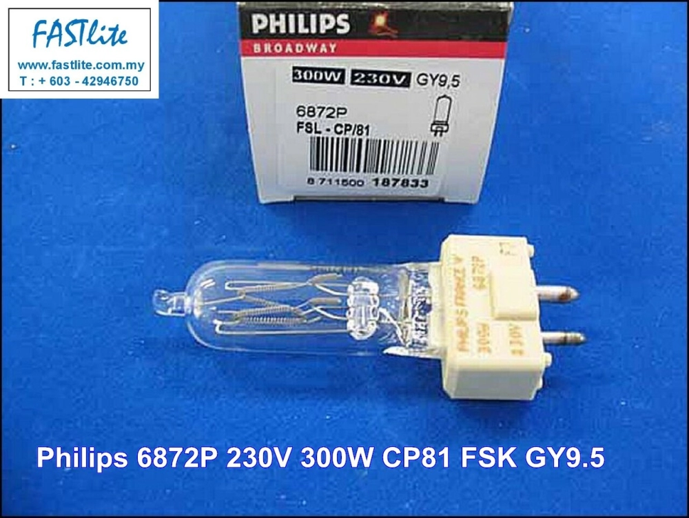 Philips 6872P CP81 FSK 240v 300W GY9.5 Film/Studio bulb