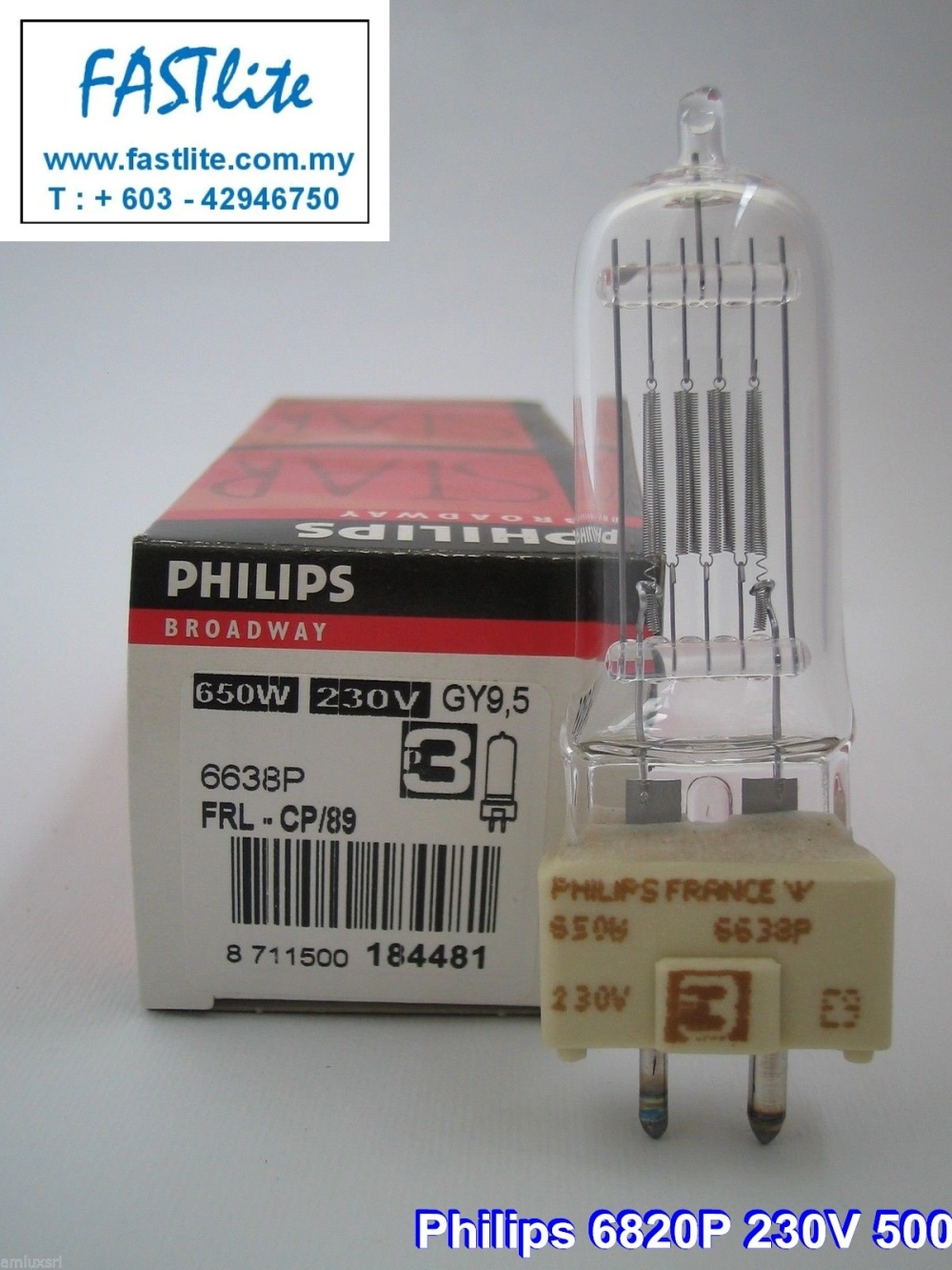 Philips 6638P CP89 240V 650W FRM GY9.5 Broadway bulbs