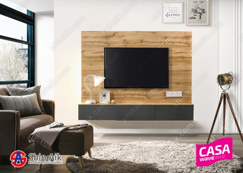 VARIO 118+107 (6'ft) Cedar & Grey Two-Tone Modern Feature Wall-Mounted TV Cabinet