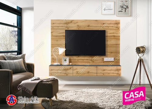 VARIO 118+109 (6'ft) Cedar & Grey Two-Tone Modern Feature Wall-Mounted TV Cabinet