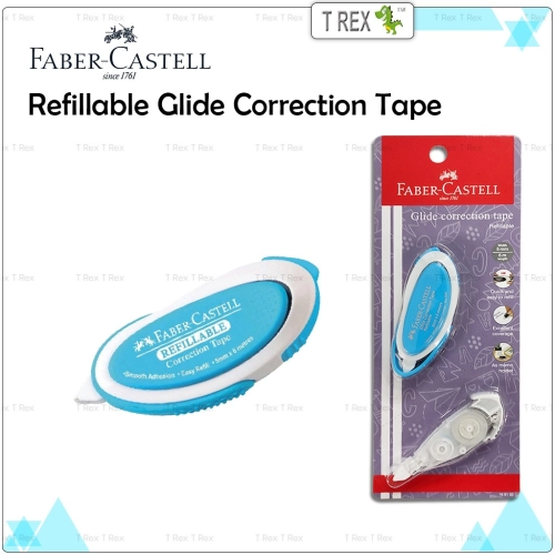 Faber Castell Refillable Glide Correction Tape & Refill Tape / Roller Corrector / Correction Tape Value Set - T Rex Metalware Sdn Bhd
