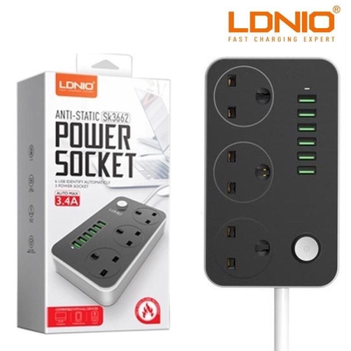 Ldnio Sk3662 Anti-Static Power Socket With 6 usb Ports