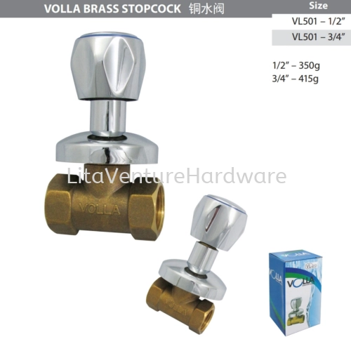 VOLLA BRASS STOPCOCK 1/2" 3/4"