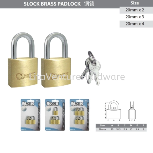 SLOCK MINI BRASS PADLOCK SET KEYALIKE