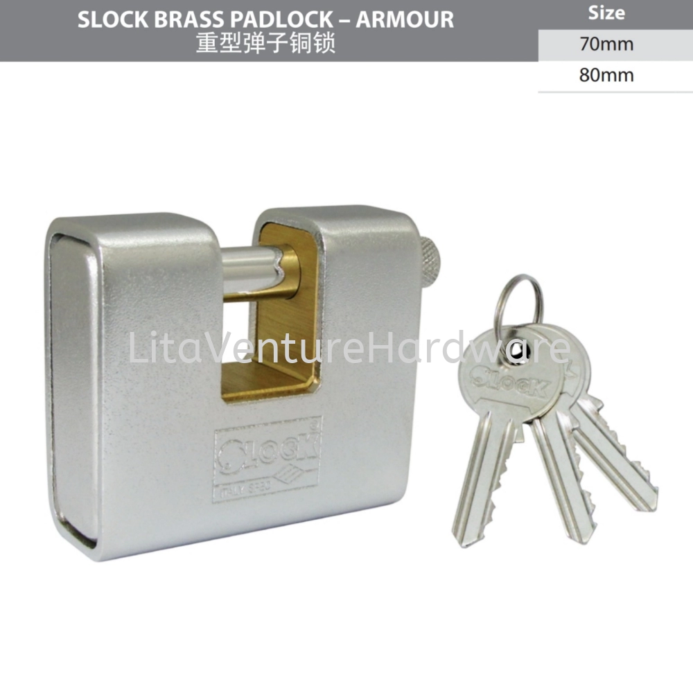 SLOCK BRASS PADLOCK HEAVYDUTY ANTICUT ARMOUR TYPE