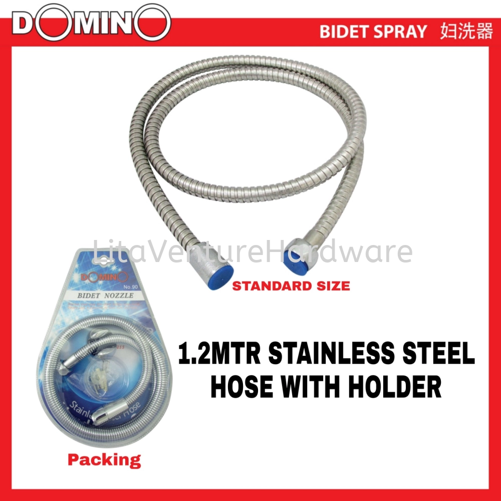 DOMINO 1.2MTR STAINLESS STEEL HOSE WITH HOLDER