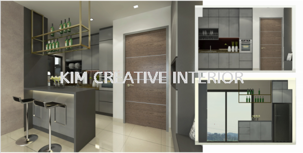 Dry Kitchen Akasa Residence 3D Drawing Selangor, Malaysia, Kuala Lumpur (KL), Seri Kembangan Service | Kim Creative Interior Sdn Bhd